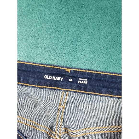 Old Navy Jeans Size 16 Womens Blue Stretch Denim Pants High Rise Ladies Flared - Picture 3 of 12